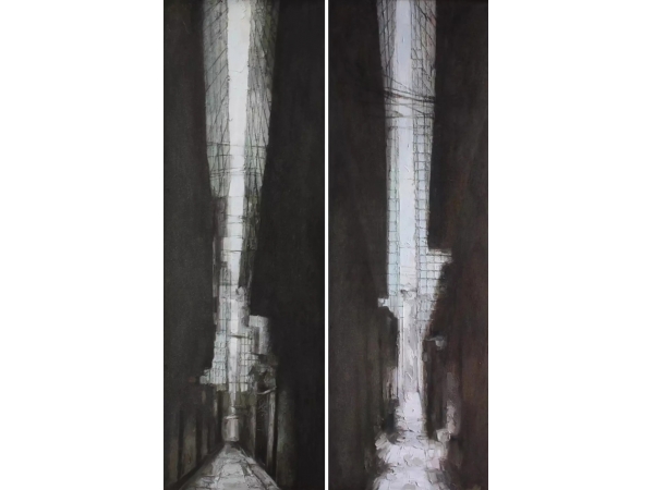 尹也《城中村系列-巷》油画  90X140cm