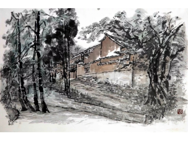 冯英杰  《水映寺写生》纸本水墨54×40cm