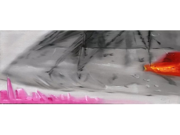 黄宏武《不确定的非现场之五》油画120x50cm